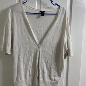 White Short-Sleeve Cardigan